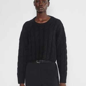 Aritzia Babaton Glory Merino Wool Boxy Cropped Cableknit Sweater
